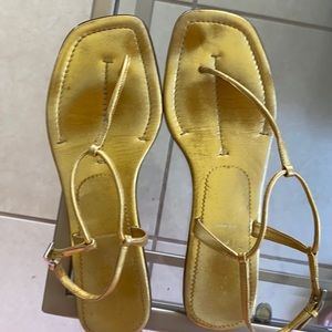 Matte metallic gold Prada sandal